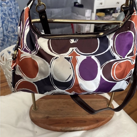 Coach Purple, Orange, Cream & Black Circular Print Shoulder Bag - Picture 4 of 7